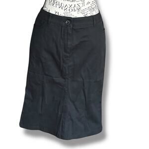 Vintage Y2K Christian Lacroix Size 12 Black Denim Knee-Length Trumpet Skirt FR44